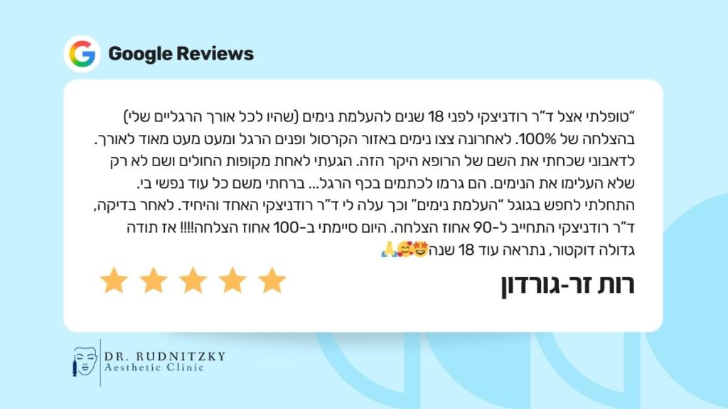 חוות הדעת החיובית של המטופלת על טיפול בנימים אצל ד"ר עודד רודניצקי